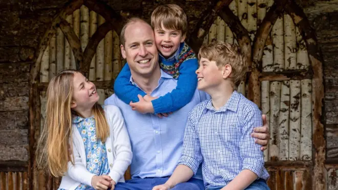 Prince William with Prince Louis, Prince George and Princess Charlotte