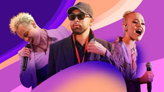 Коллаж с изображением SHAMAN, Ернара Садирбаева и Насти Кравченко.