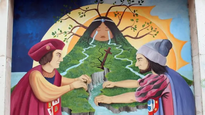 Una demarcación se dibujó de polo a polo, dividiendo el mundo entre España y Portugal.