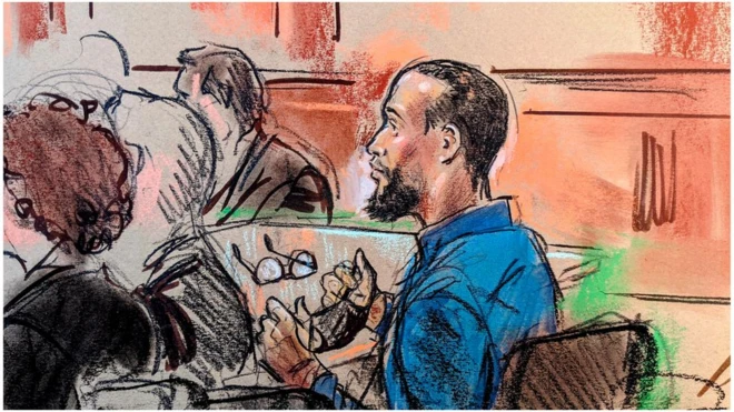 Dibujo de Elsheik en un juzgado del estado de Virginia