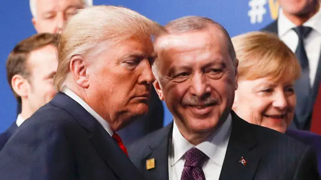 Trump Başkan olduğu dönemde NATO zirvesi öncesi İngiltere'de Erdoğan ile poz veriyor - 4 Aralık 2019