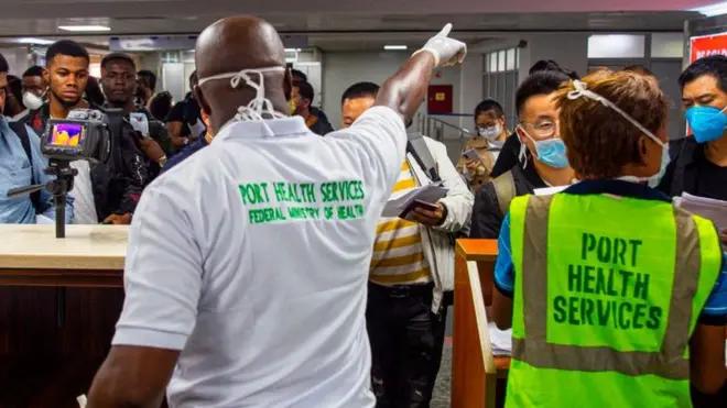 Authorities for Lagos Airport dey test passengers for sign of coronavirus
