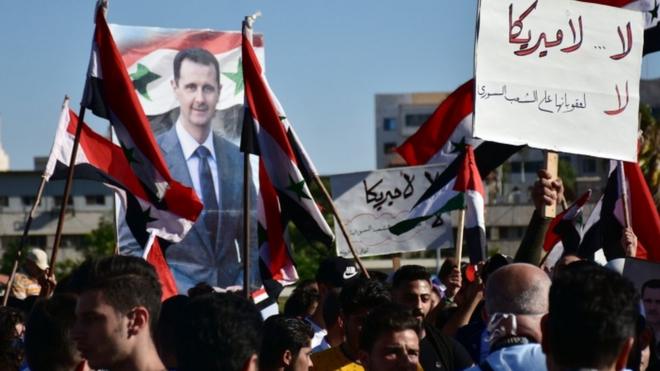 مظاهرات في دمشق مؤيدة للرئيس السوري بشار الأسد