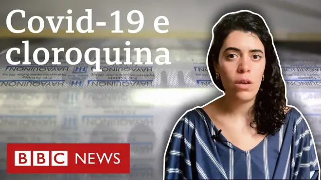 Repórter Juliana Gragnani com arte sobre cloroquina