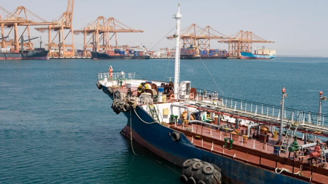 Tanker on the sea in the Middle East 