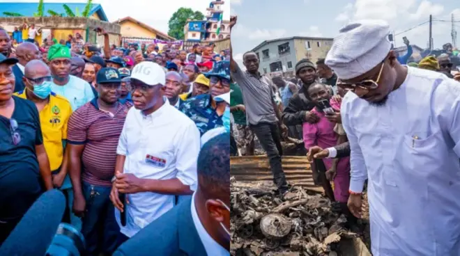 Aworan Sanwo-Olu ati Gbadebo ni Ọja Akere to jona