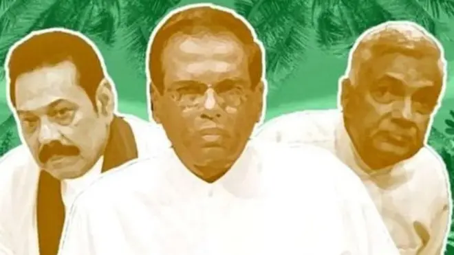 महिंदा राजपक्षे, मैत्रीपाला सिरिसेना और रानिल विक्रमासिंघे