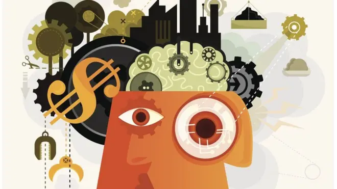 Illustration montrant une tête pleine de mécanismes