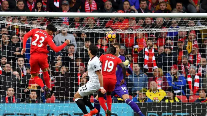 Emre Can mencetak gol ketiga untuk Liverpool saat menjamu Watford.