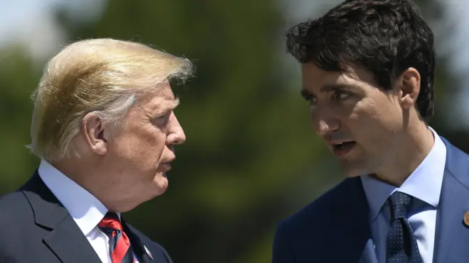 الرئيس الأمريكي، دونالد ترامب، ورئيس الوزراء الكندي، جاستن ترودو