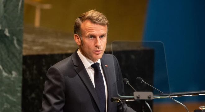 Macron discursando na ONU