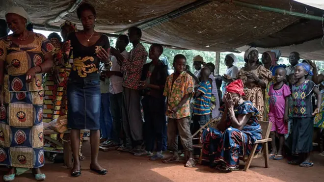 Un groupe de réfugiés de Bangassou en Centrafrique