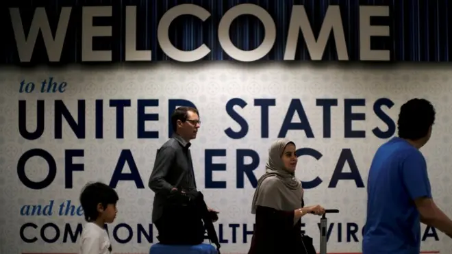 Passengers arrive at Washington's international airport in July after the Supreme Court
