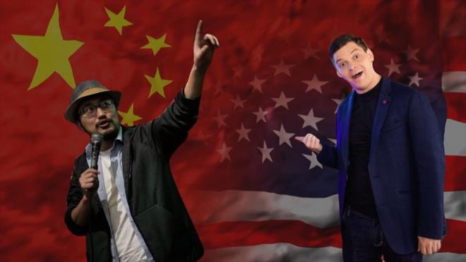 一個用中文表演的美國脫口秀演員，以及一個用英文表演的中國脫口秀演員，疫情期間在網上聚了聚。