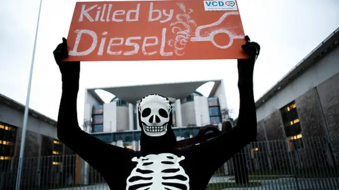 Un activiste contre la pollution due au diésel.