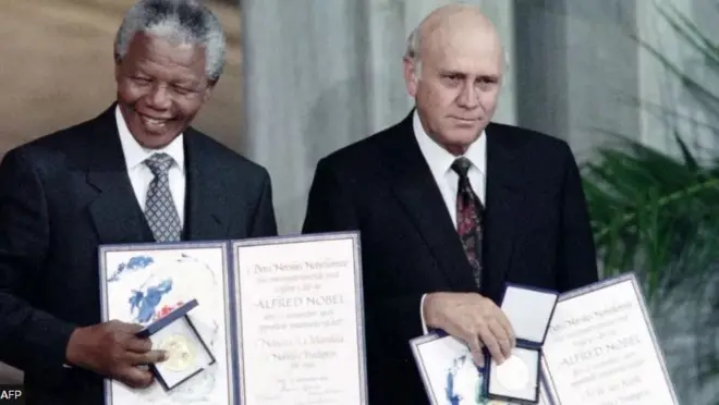 FW de Klerk and Nelson Mandela