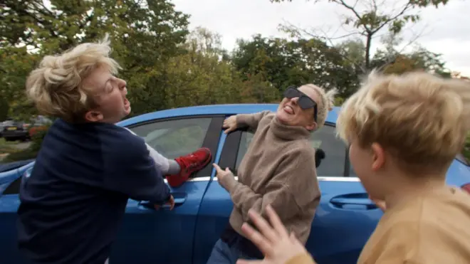 A memorable Harfin family video involved pretending to trap Felicity's hand in a car door