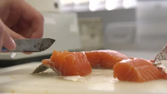 The level of omega-3 in farmed salmon has halved
