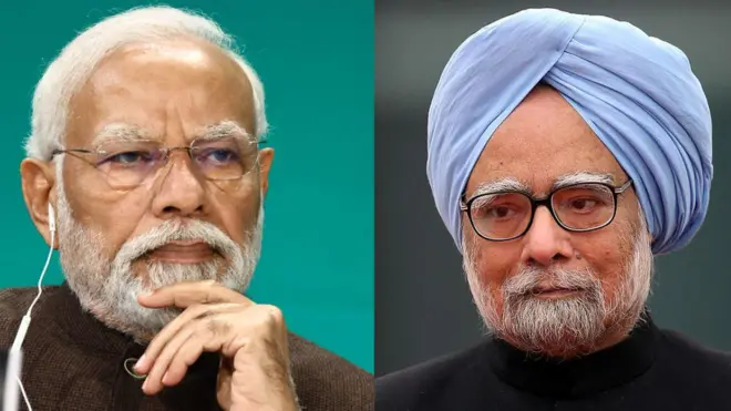 नरेंद्र मोदी, मनमोहन सिंग