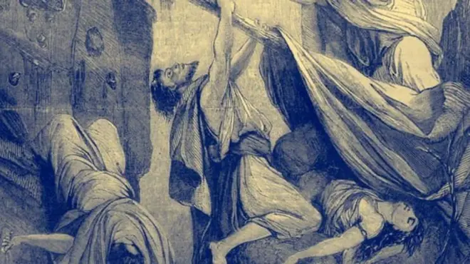 কারুনের মাটির নিচে তলিয়ে যাওয়া নিয়ে আঁকা চিত্রকর্ম