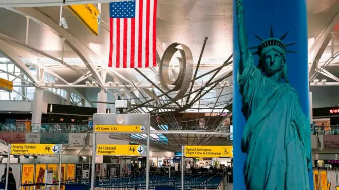 A view of the Terminal 1 section is seen at John F. Kennedy International Airport on March 12, 2020 in New York City