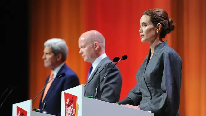 Angelina Jolie and William Hague hosted a global conference aimed at ending sexual violence in conflict in 2014