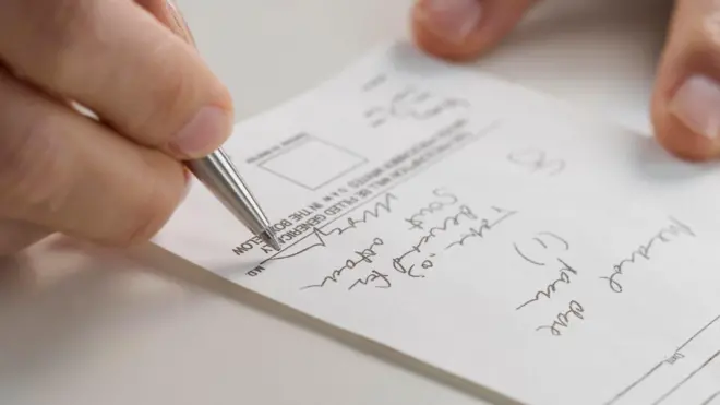 Close up foto of doctor hand writing