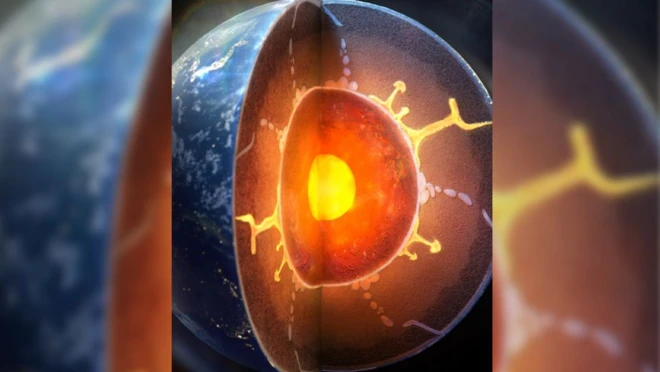 ภาพจำลองการซึมของน้ำจากเปลือกโลกเข้าสู่บริเวณแก่นโลกชั้นนอก