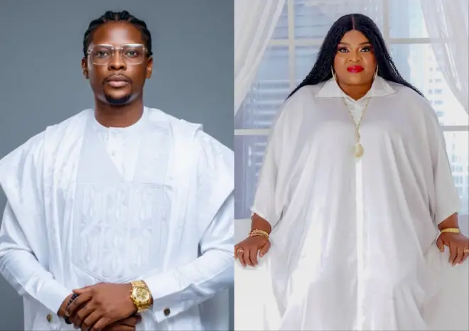 Aworan Rotimi Salami ni apa osi, ti Allwell Ademola ni apa ọtun. Aṣọ funfun ni awọn mejeeji wọ