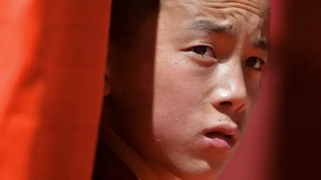 A Buddhist monk seen in Tawang, home to India's largest Buddhist monastery