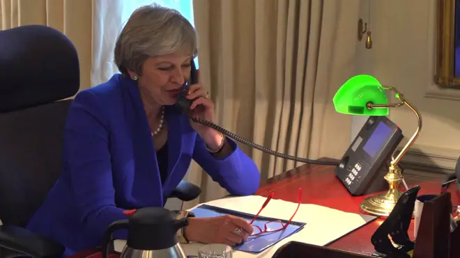 Theresa May phones EU commission chief Jean-Claude Juncker during the Panorama programme