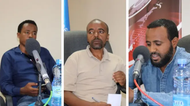 ቢሰጥ አያሌው (ዶ/ር) የጋዜጠኝነት እና ተግባቦት ትምህርት ክፍል ኃላፊ፣ ዳዊት አሞኝ (ዶ/ር) የሂውማኒቲስ ፋካሊቲ ኃላፊ እና አደም ጫኔ (ዶ/ር) የሂውማኒቲስ ፋካሊቲ