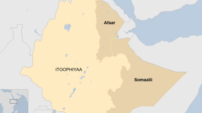 Kaartaa naannoo Somaalii fi Afaar