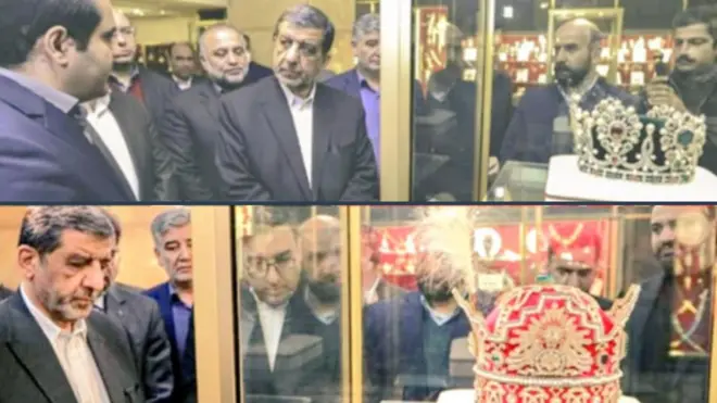 عزت‌الله ضرغامی همراه با توییتش عکس‌هایی را منتشر کرده که او را در کنار تاج پهلوی و تاج شهبانو نشان می‌دهد