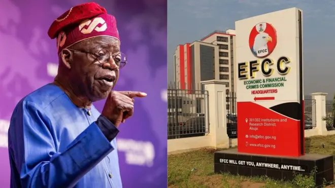 Aworan Tinubu ati patako afinimọna EFCC