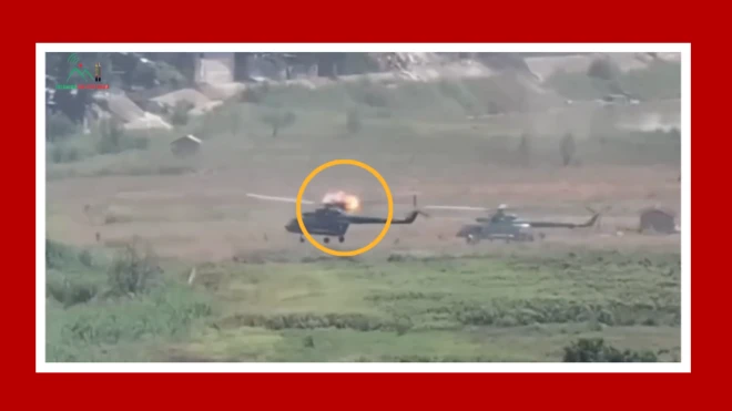 ဗန်းမော်မှာ မေလ ၂၀ ရက်တုန်းက စစ်တပ် ရဟတ်ယာဉ် တစ်စင်း ဒလက်အနီး မီးပွင့် သွားတဲ့ မြင်ကွင်း