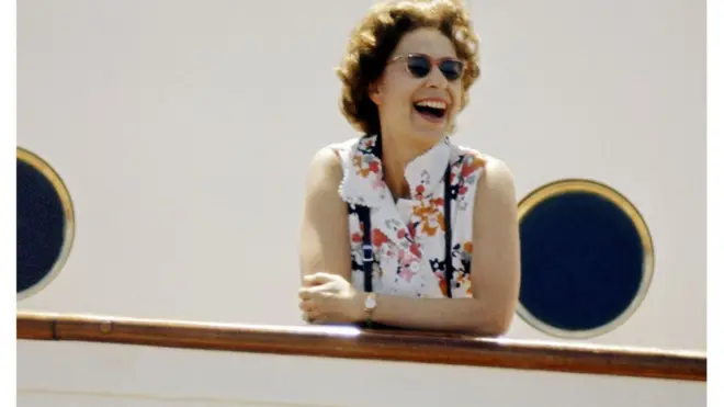 In 1972 the Queen was pictured on board HMY Britannia as part of series of photographs taken for use during her Silver Wedding Celebrations.