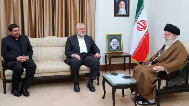  خامنه‌ای، هنیه و محمد مخبر