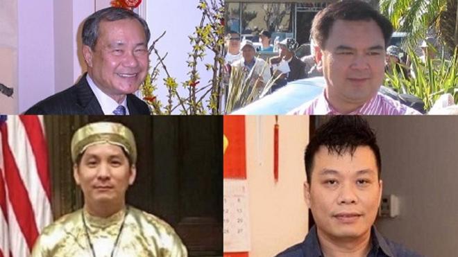 Từ trái, các cử tri gốc Việt ông Hoàng Đức Nhã, Trần Thái Văn, Hoàng Vi Kha và Kevin Trần