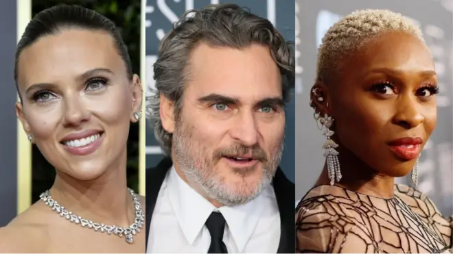 Scarlett Johansson, Joaquin Phoenix, Cynthia Erivo.