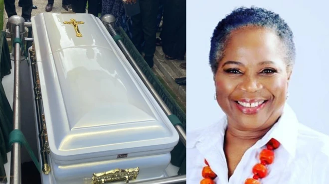 Casket of Onyeka Onwenu lying for wia she take her journey home