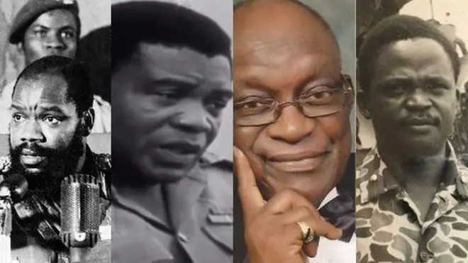 Odumegwu Ojukwu,Philip Effiong,Moses Iloh na Alex Madiebo