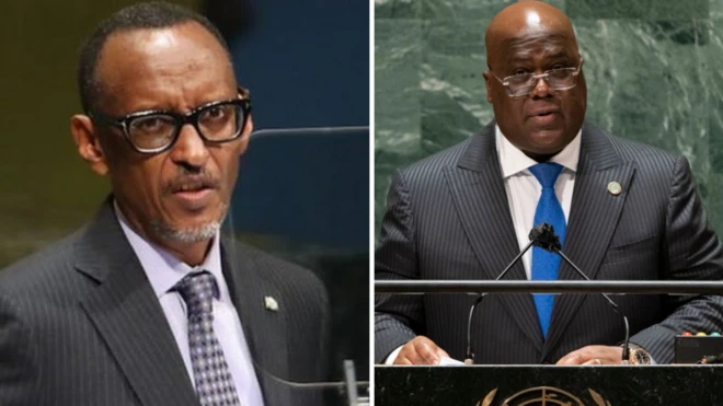Rwanda President Paul Kagame and DR Congo President Felix Tshisekedi