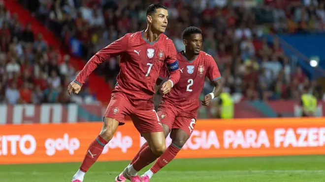 Cristiano Ronaldo của Bồ Đào Nha trong một trận giao hữu với Nigeria vào tháng 6 năm 2026.