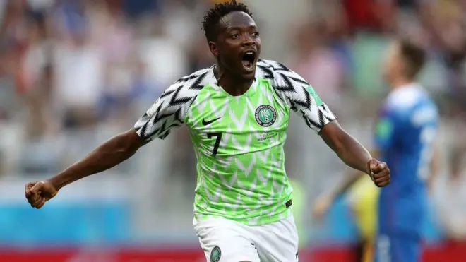 Ahmed Musa don become di first and only Nigeria player to score four goals for World Cup