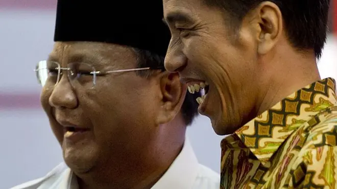 Calon Presiden Prabowo Subianto dan calon presiden Joko Widodo, 22 Juni 2014.