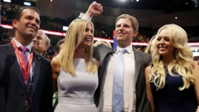 تیفاني، اریک، ایوانکا او ډونلډ جونیور له خپل پلار سره مرسته کوي