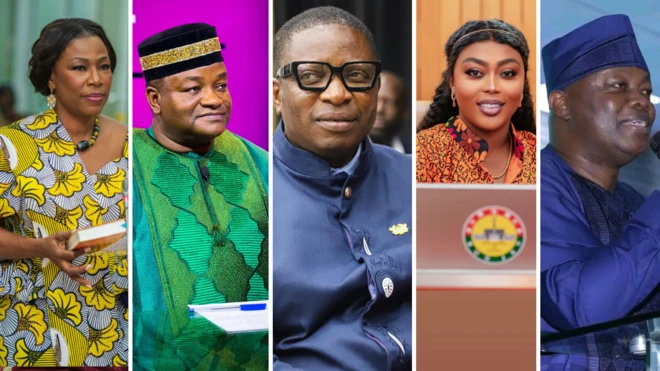 collage of five people in ghana who have been challenged to drop their Dr and Prof titles because there is no evidence they earned those titles and from any reputable insitution.