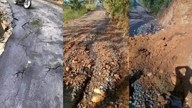 සමාජ ජාල තුළ මේ දිනවල හුවමාරු වන ලංකාගම-නෙළුව මාර්ගයට හානි සිදුව ඇතැයි දැක්වෙන ඡායාරූප