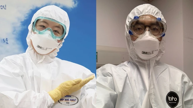 코로나19 최전선에서 의료봉사 중인 홍유리 씨(왼쪽)와 오성훈 씨